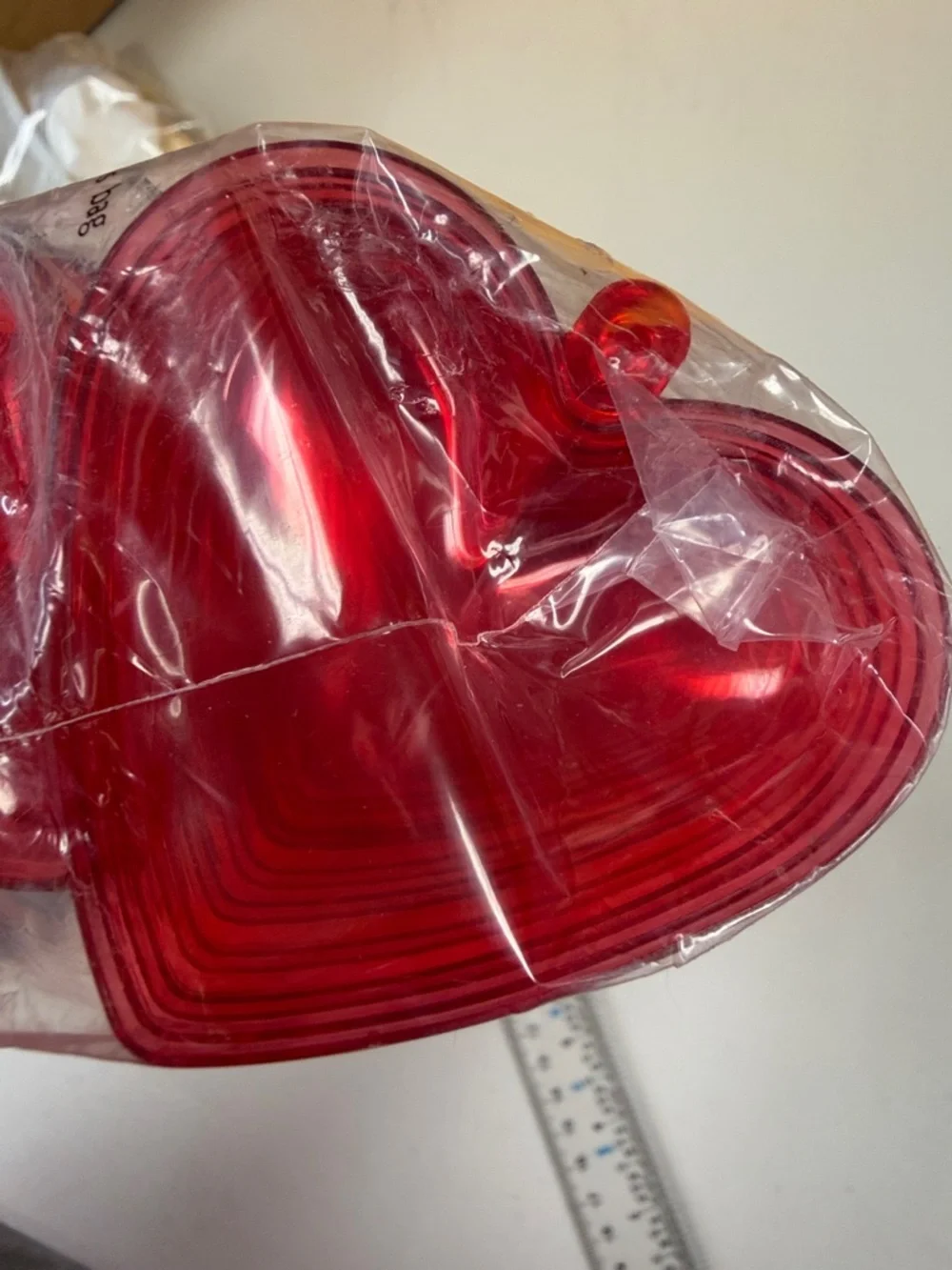Fillable Red Plastic Hearts - with center holes to hang - bulk pack of red heart